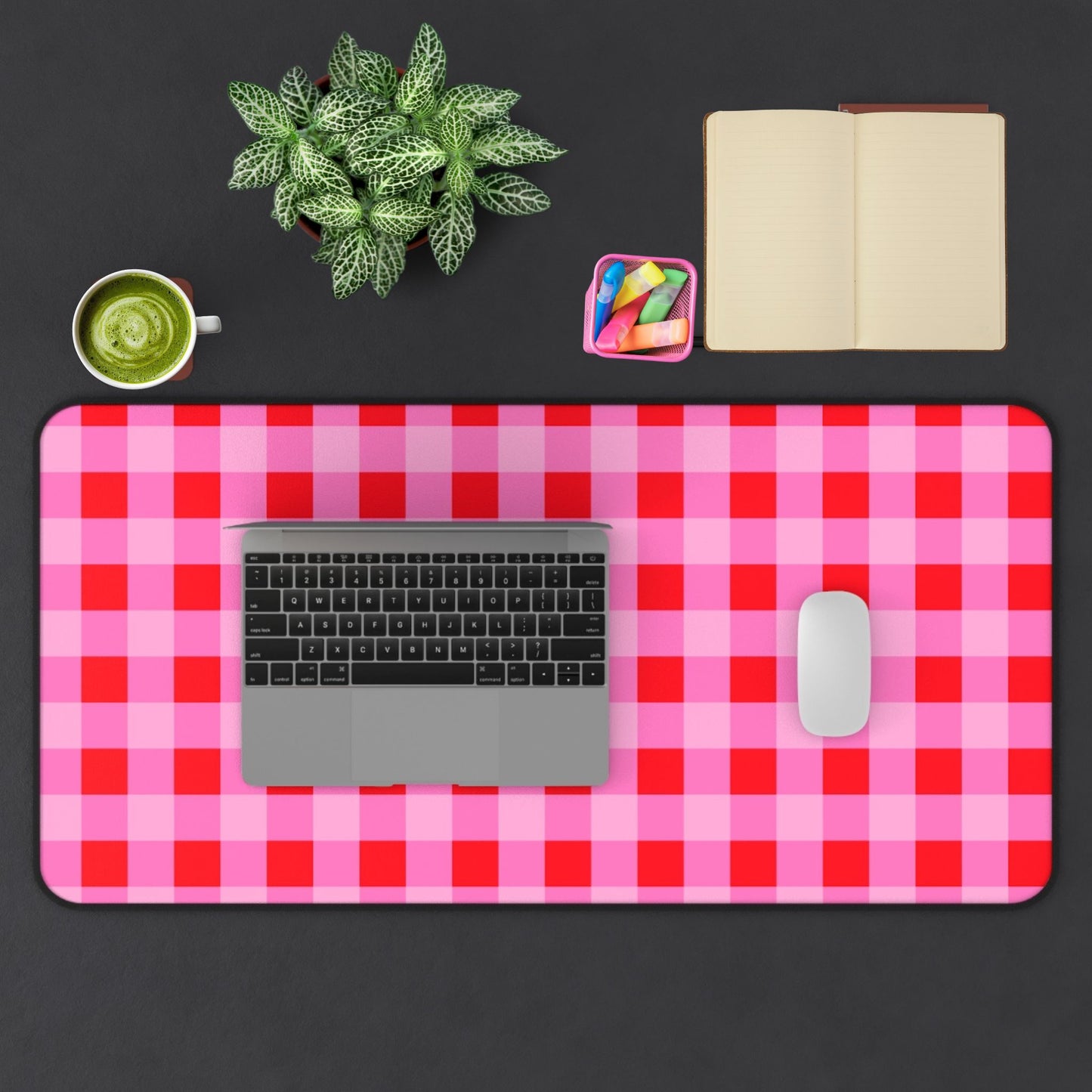 Pink Gingham Desk Mat