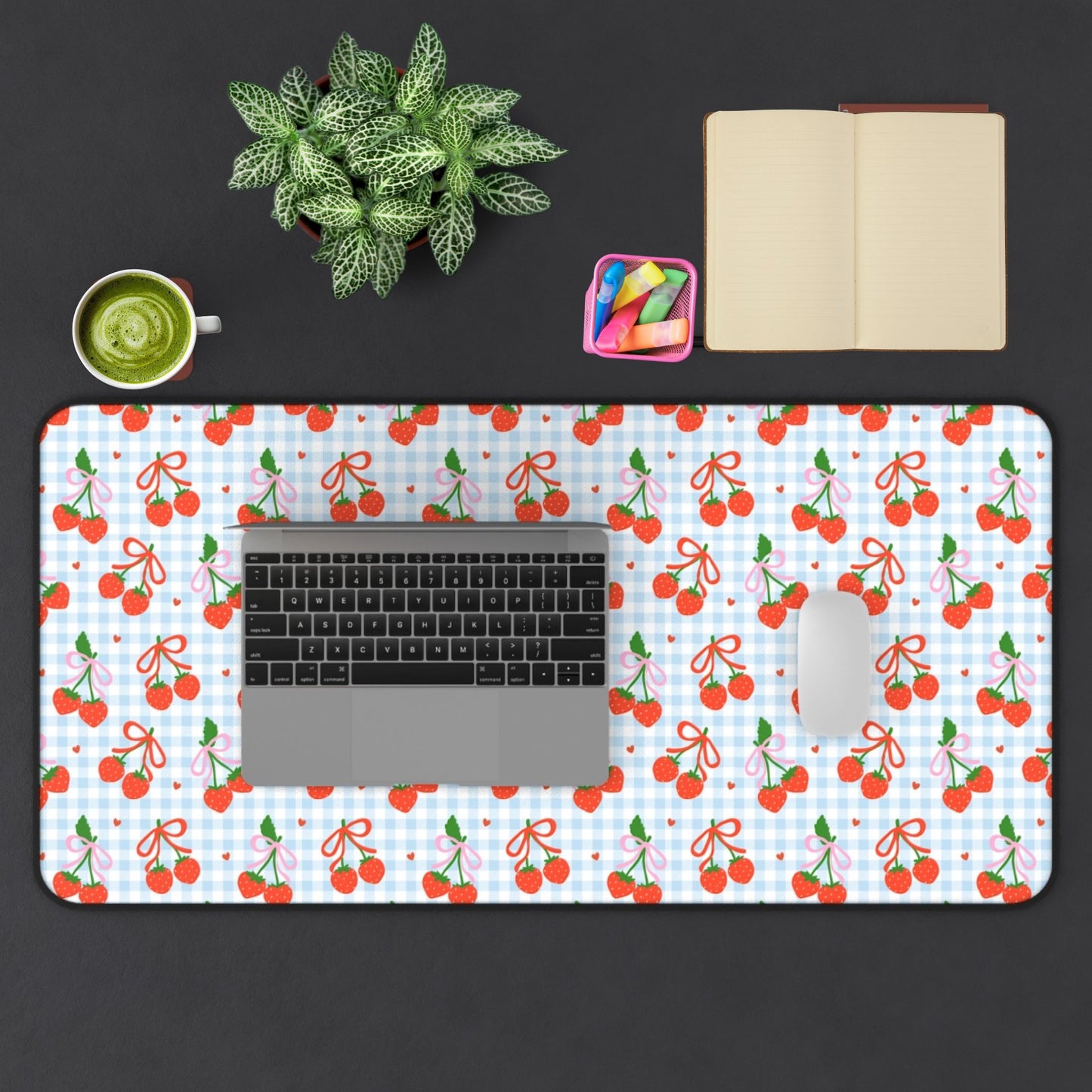 Strawberry Gingham Desk Mat