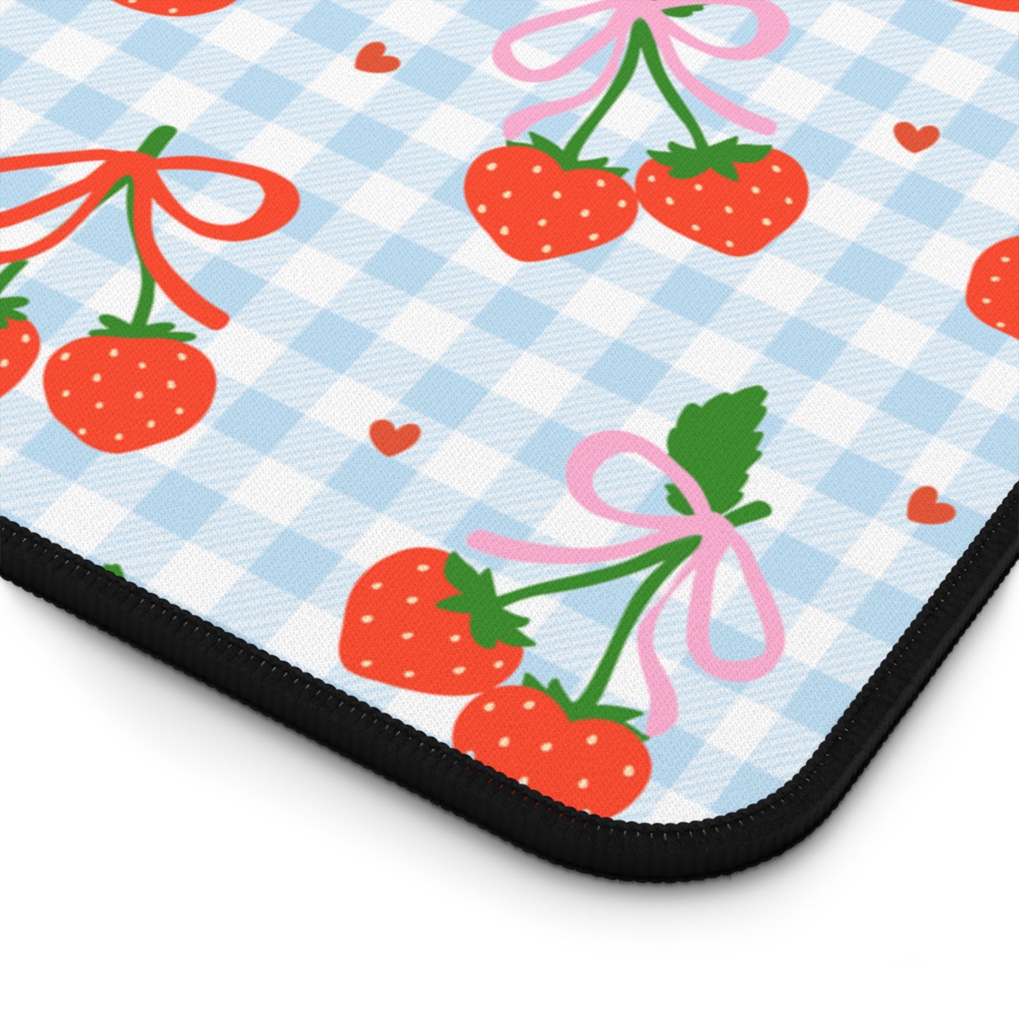Strawberry Gingham Desk Mat