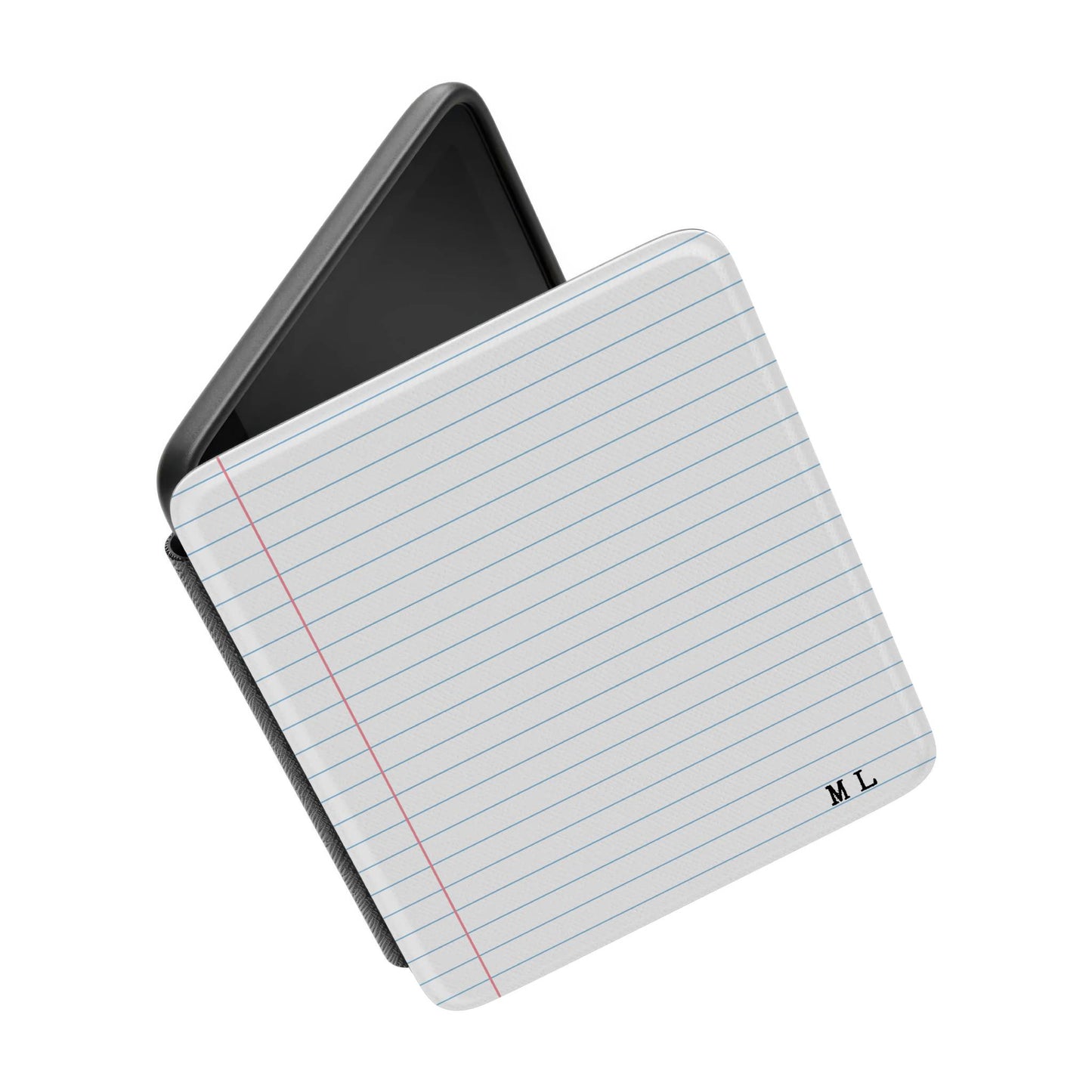 Kindle case cover with lined paper design on a white background 