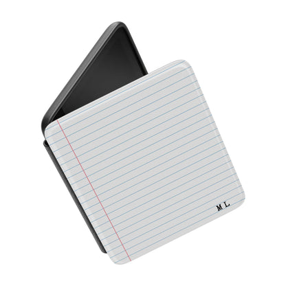 Kindle case cover with lined paper design on a white background 